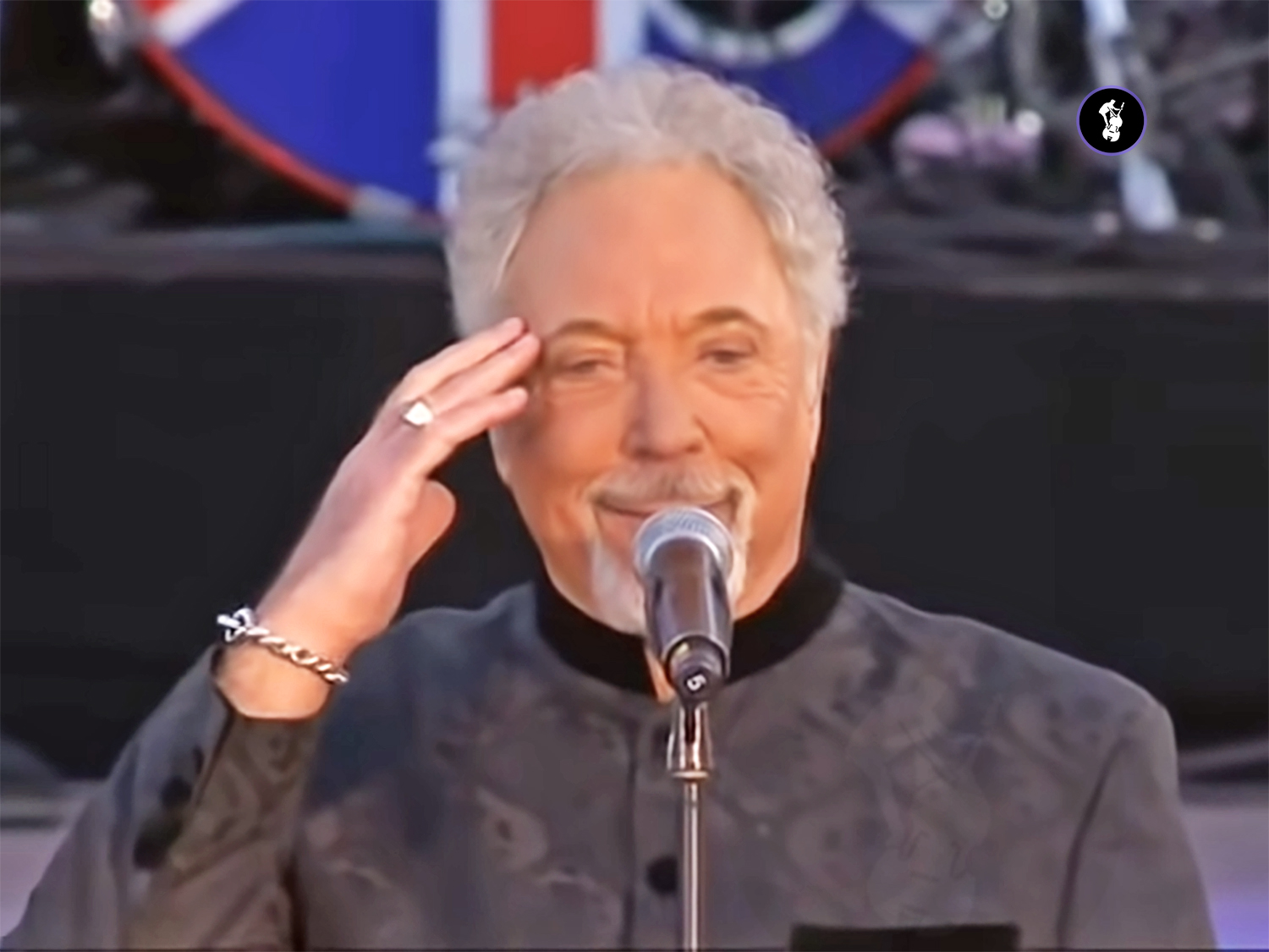 Toms Jones enjoys the moment as he sings Delilah at Queen Elizabeth’s Diamond Jubilee Concert